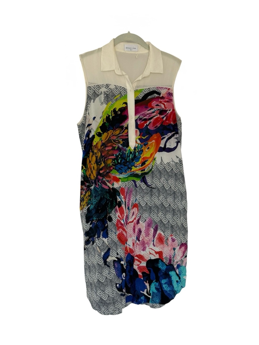 Megan Park Sleeveless Printed Silk Dress